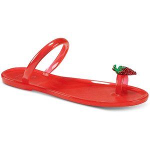 NWT INC LOREN TOE-LOOP STRAWBERRY SOLID JELLY SANDALS - 9